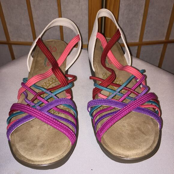 Skechers Sandals Women Parallel Crossed Wires Strappy Multicolor Wedge Heel READ - Picture 2 of 10